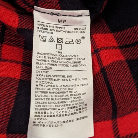 Banana Republic "Boyfriend Fit" Flannel Plaid Button Down Shirt Size MP - Picture 10 of 10